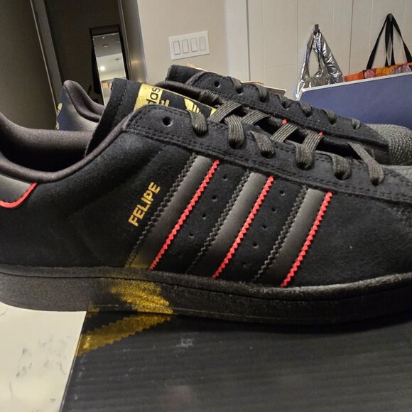 Adidas Superstar ADV X Felipe Gustavo - JR7831 2025 BLACK SUEDE MENS 10 NEW - Picture 2 of 16
